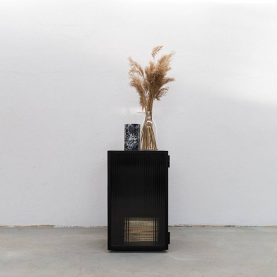 Szafka nocna / stal + szkło ryflowane / object025 - foto 1