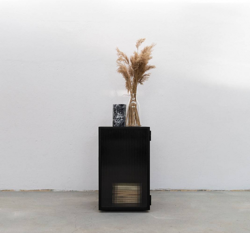 Szafka nocna / stal + szkło ryflowane / object025 - foto 1